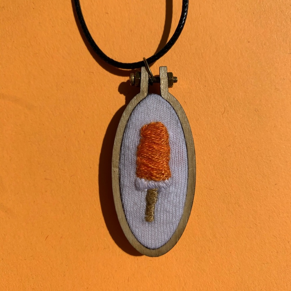 Embroidered Creamsicle Necklace